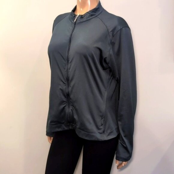NIKE GOLF Track Jacket Dri Fit Full Zip High Collar Criss Cross Teal Athletic - Picture 5 of 13